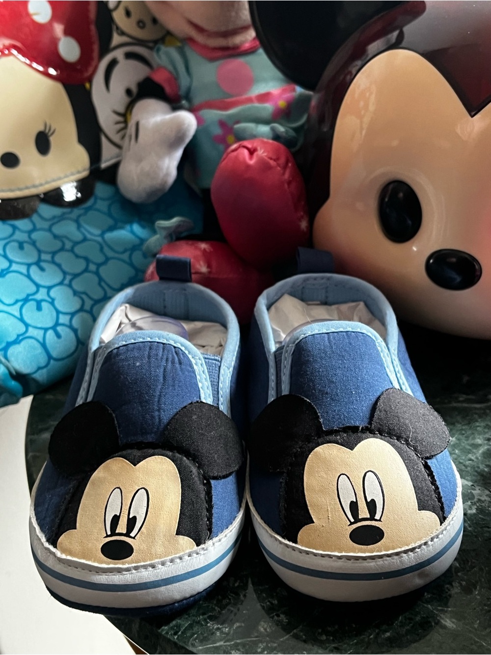 Disney Navy and Cream Mickey Mouse Slip-On Sneakers for Kids